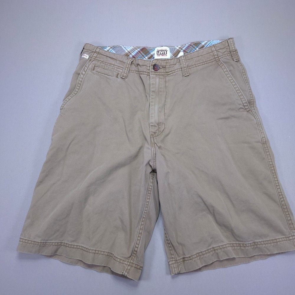Vintage‎ Levi's Tab Twills Shorts Carpenter Casual Khaki Brown Cotton Size 34